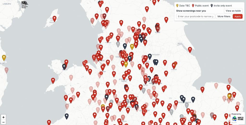 National Emergency Briefing interactive screening map