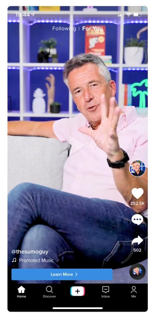 The SUMO Guy TikTok content on mobile