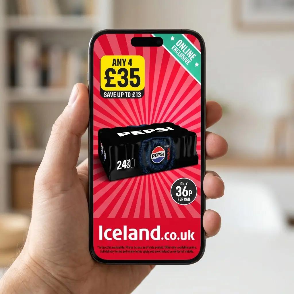 Iceland Pepsi Max paid social creative on mobile