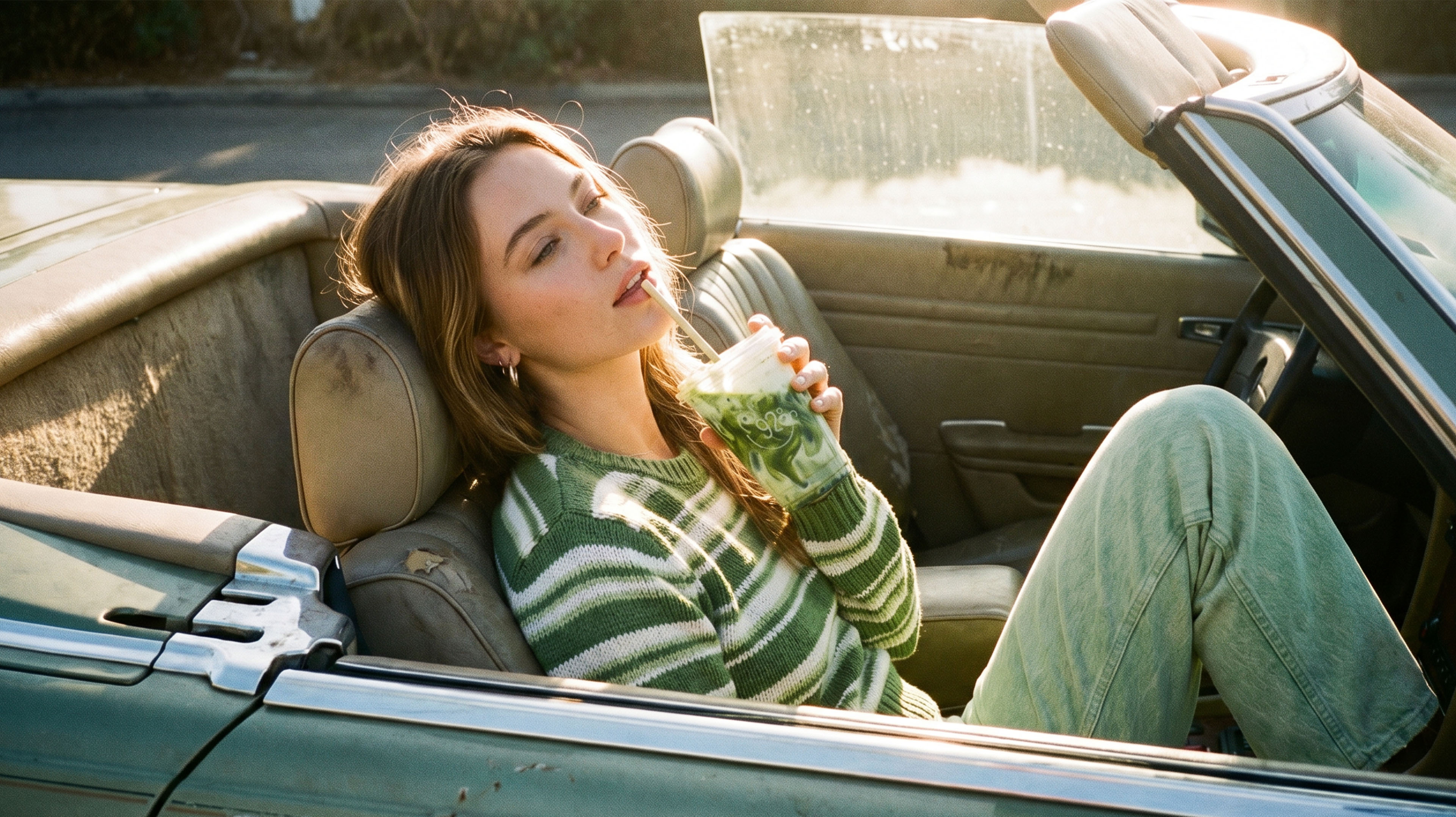 Lifestyle photography in a vintage convertible